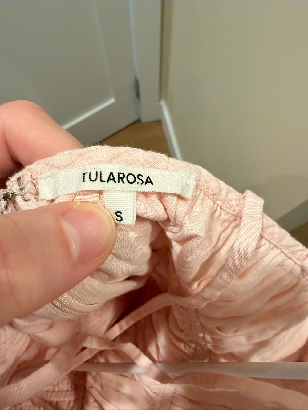 Tularosa Blush Pink Eyelet Tiered Mini Dress with Crisscross Straps - Picture 5 of 5